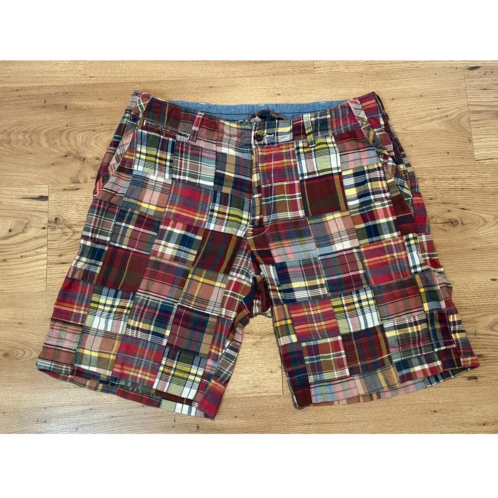 Polo Ralph Lauren Patchwork Madras Plaid Shorts Multi Color Preppy Mens Size 35